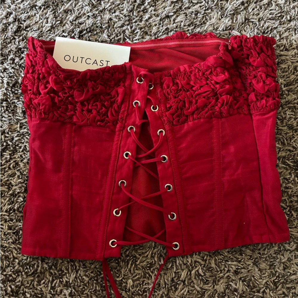 Outcast Zofia Red Strapless Top - Picture 5 of 6